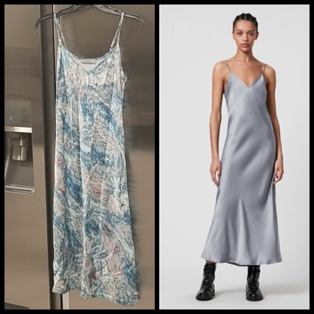 💕ALLSAINTS💕 Tierney Silk Blend Satin Slip Dress